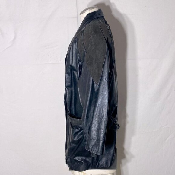 Vintage Pelle Cuir black 90s oversized leather jacket L - Picture 4 of 14